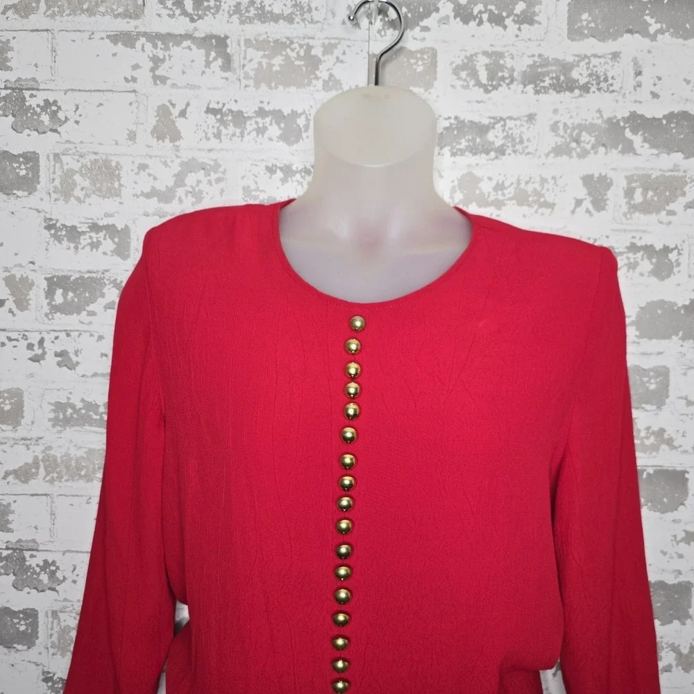Nina Piccalino 2 Piece Pants Suit Womens Size 12 Red 100% Rayon Vintage USA Made